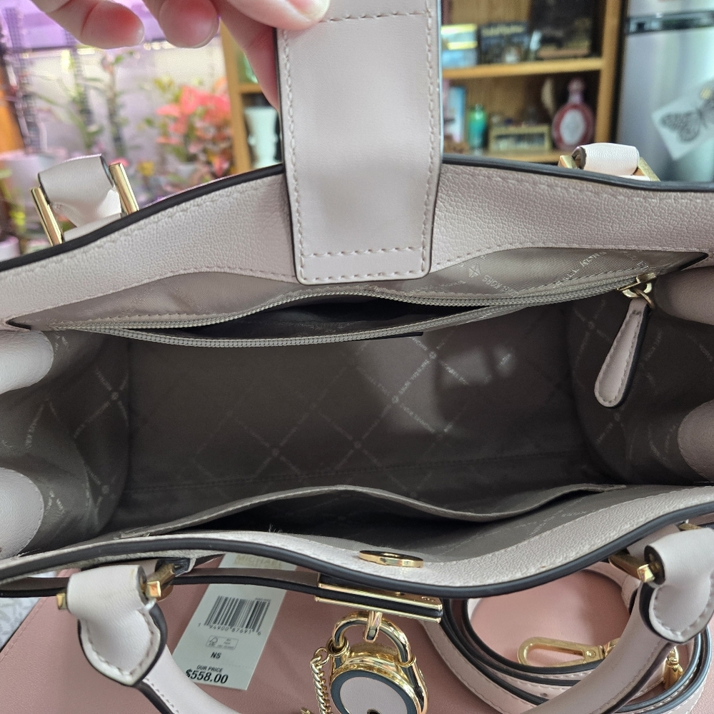 Michael Kors Beige and Pink Hamilton Satchel and Jet Set Travel Wallet Set - Picture 6 of 16